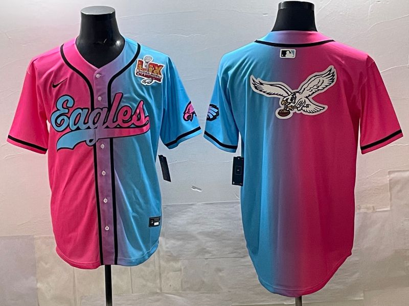 Men 2025 Philadelphia Eagles Blank Blue pink Nike Limited NFL Jersey style 014->philadelphia eagles->NFL Jersey